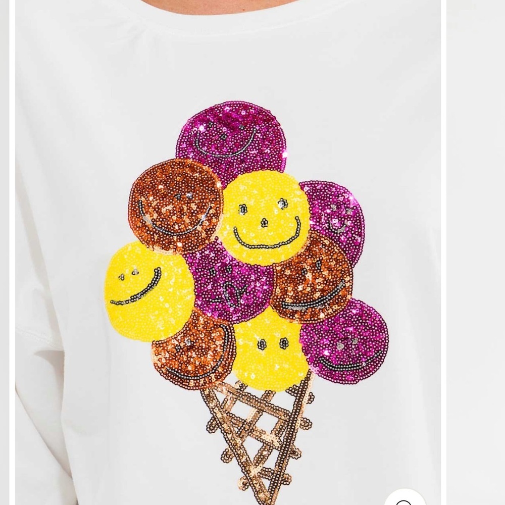 C45. SEQUINS GRAPHIC OVERSIZED TOP Graphic Women Top - Picture 2 of 2